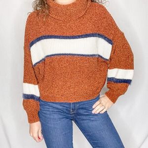 MM by MY MICHELLE | Orange Cowl Neck Crop Sweater